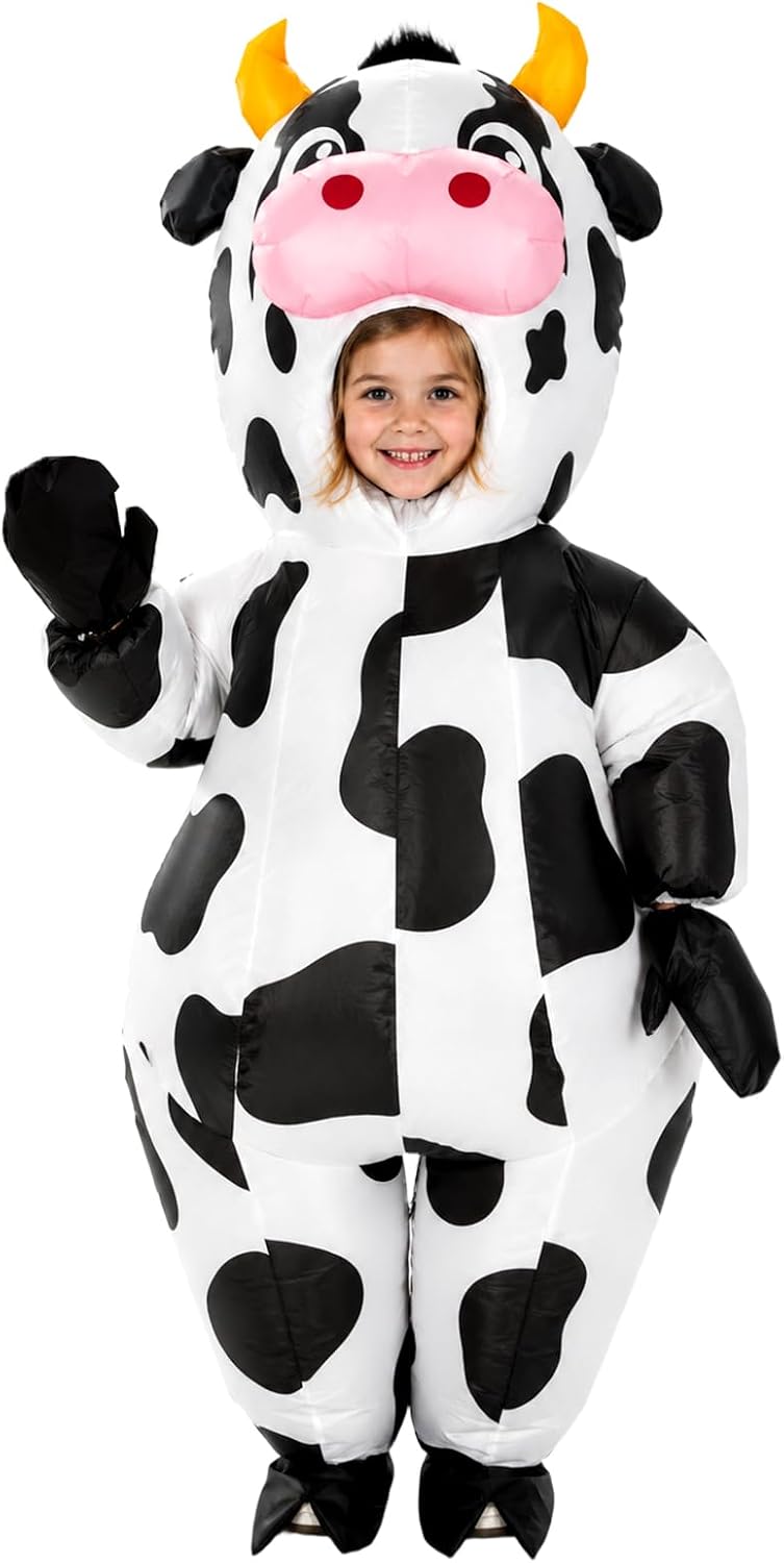 Inflatable Cow Costume for Kids, Funny Blow Up Costumes for Halloween Cosplay Parties