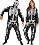 Adult Skeleton Onesie Costume, Hooded Halloween Jumpsuit