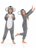 Kids Gray Koala Costume for Halloween with 3D Hood and Fuzzy Ears