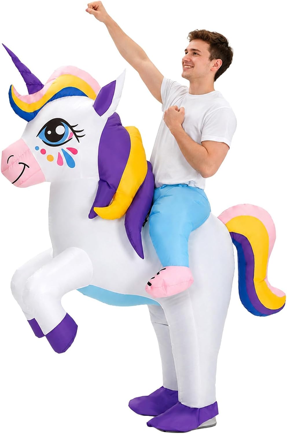 Inflatable Unicorn Costume for Adults, Funny Ride-on Blow Up