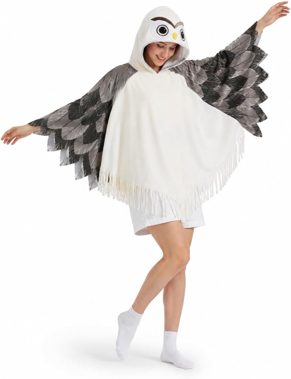 Owl Costume - Bird Cosplay Hooded Cape Halloween Thanksgiving Christmas Costume Gift for Women and Men