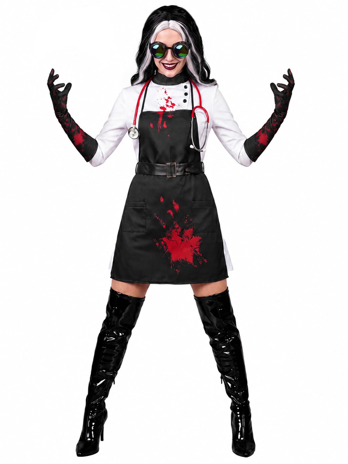 Women's Mad Scientist Costume, Creepy Science Cosplay Set