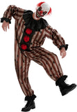 Men's Scary Clown Costume, Vintage Striped Circus Jumpsuit and Mask for Halloween