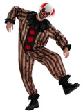 Men's Scary Clown Costume, Vintage Striped Circus Jumpsuit and Mask for Halloween