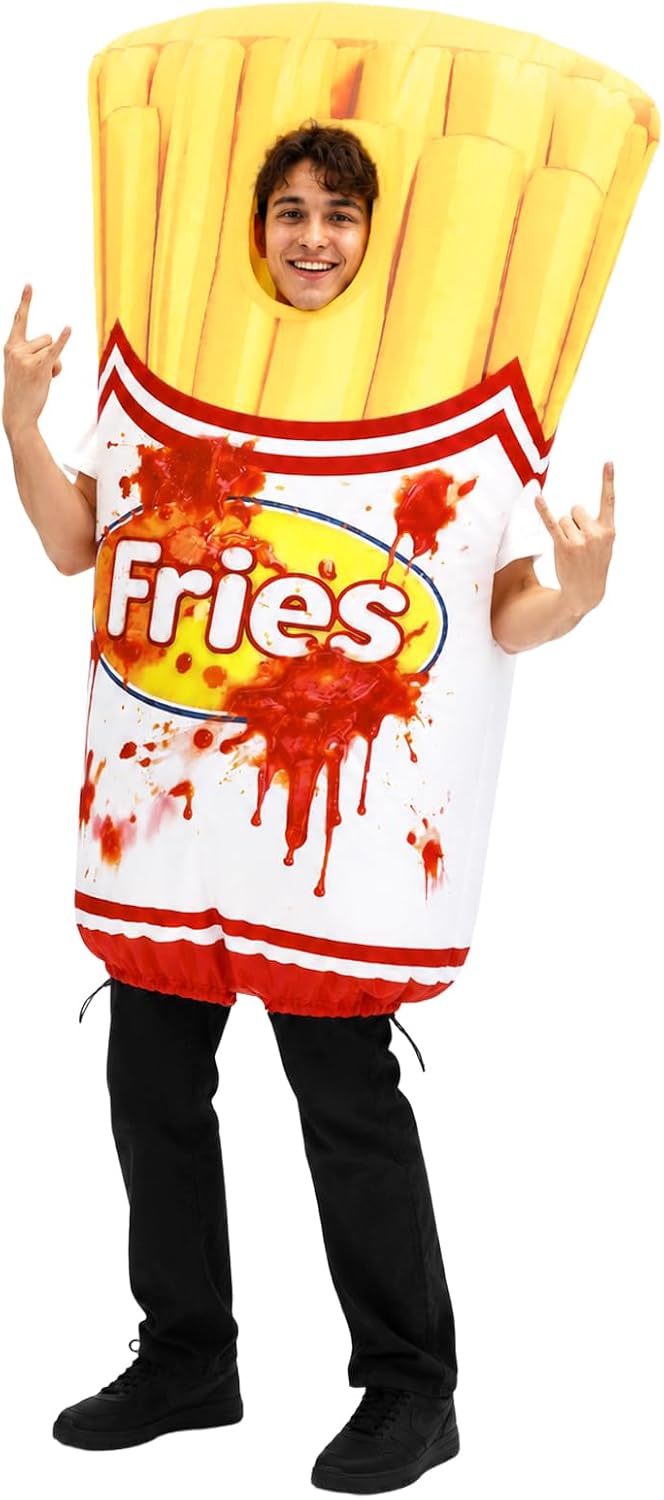 Inflatable French Fries Costume for Adults, Funny Blow Up Chip