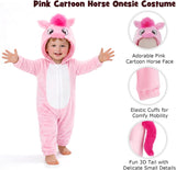 Toddler Pink Horse Costume for Girls & Boys - 3D Hooded Animal Jumpsuit for Halloween Party