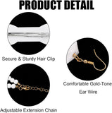 Bone Hair Clips with White Bead Necklace and Earrings Set
