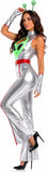 Alien Costume Women, Metallic Silver Space Alien Jumpsuit, Halloween Costumes with Antenna Headband