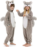 Kids Squirrel Costume for Girls & Boys - 3D Hooded Animal Jumpsuit for Halloween Party