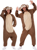Adult Monkey Onesie Costume - 3D Hooded Animal One-Piece Pajama for Halloween Men Women