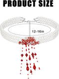 Vampire Necklace for Women, Pearl Choker with Red Drip Beads