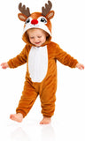Toddler Light Brown Reindeer Costume for Girls & Boys - 3D Hooded Animal Jumpsuit for Halloween Party