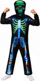 Kids Game Over Skeleton Halloween Costume, Boys Skeleton Hooded Jumpsuit Outfit with Mask