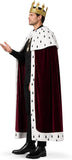 Men's King Costume Adult Royal Cape Costumes with Crown & Accessory for Halloween Medieval Cosplay Party