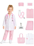 Kids Doctor Costume for Halloween – Medical Scrubs Dress Up Outfit with Lab Coat and Surgical Cap