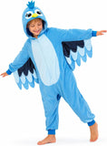 Tropical Blue Bird Costume for Kids - 3D Hooded Animal Jumpsuit for Halloween Party