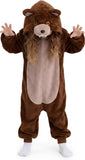 Kids Brown Bear Costume for Girls & Boys - 3D Hooded Animal Jumpsuit for Halloween Party