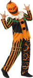 Kids Pumpkin Head Halloween Costume, Jack-o'-Lantern Jumpsuit Costume Set with Light-Up Mask for Halloween Party