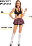 Women 3 PCS Plaid Roleplay Schoolgirl Costume Set
