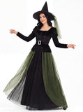 Witch Costume for Women, 3 PCS Classic Gothic Dress, Elegant Fairytale Halloween Cosplay Outfit
