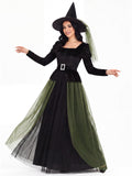 Witch Costume for Women, 3 PCS Classic Gothic Dress, Elegant Fairytale Halloween Cosplay Outfit