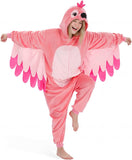 Adult Flamingo Onesie Costume - 3D Hooded Animal One-Piece Pajama for Halloween Men Women