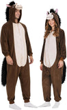 Adult Brown Horse Onesie Costume - 3D Hooded Animal One-Piece Pajama for Halloween Men Women