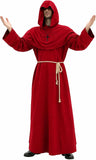 Men's Medieval Hooded Priest Costume - Friar Monk Robe for Renaissance Cosplay Halloween