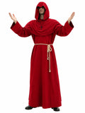 Men's Medieval Hooded Priest Costume - Friar Monk Robe for Renaissance Cosplay Halloween