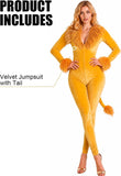 Women's Sexy Lion Costume, Sleek Wild Cat Animal Jumpsuit