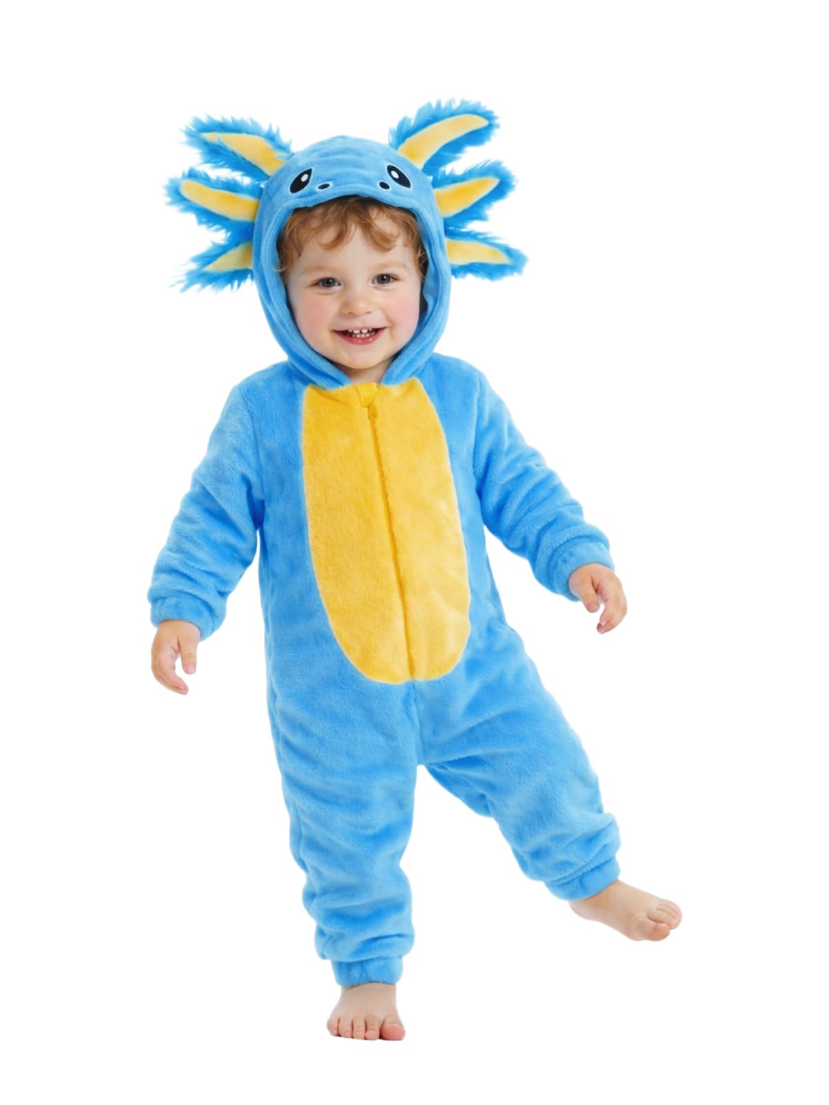 Toddler Axolotl Costume for Girls & Boys - 3D Hooded Animal Jumpsuit for Halloween Party