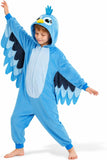 Tropical Blue Bird Costume for Kids - 3D Hooded Animal Jumpsuit for Halloween Party