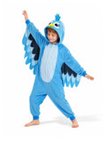 Tropical Blue Bird Costume for Kids - 3D Hooded Animal Jumpsuit for Halloween Party