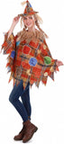 2 PCS Womens Fall Plaid Scarecrow Poncho Costume Headband Set