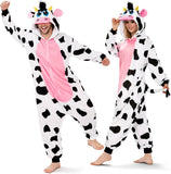 Adult Cow Onesie Costume - 3D Hooded Animal One-Piece Pajama for Halloween Men Women