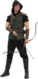Men's Medieval Renaissance Archer Costume Adult Hooded Forest Hunter Costume for Halloween Cosplay Party