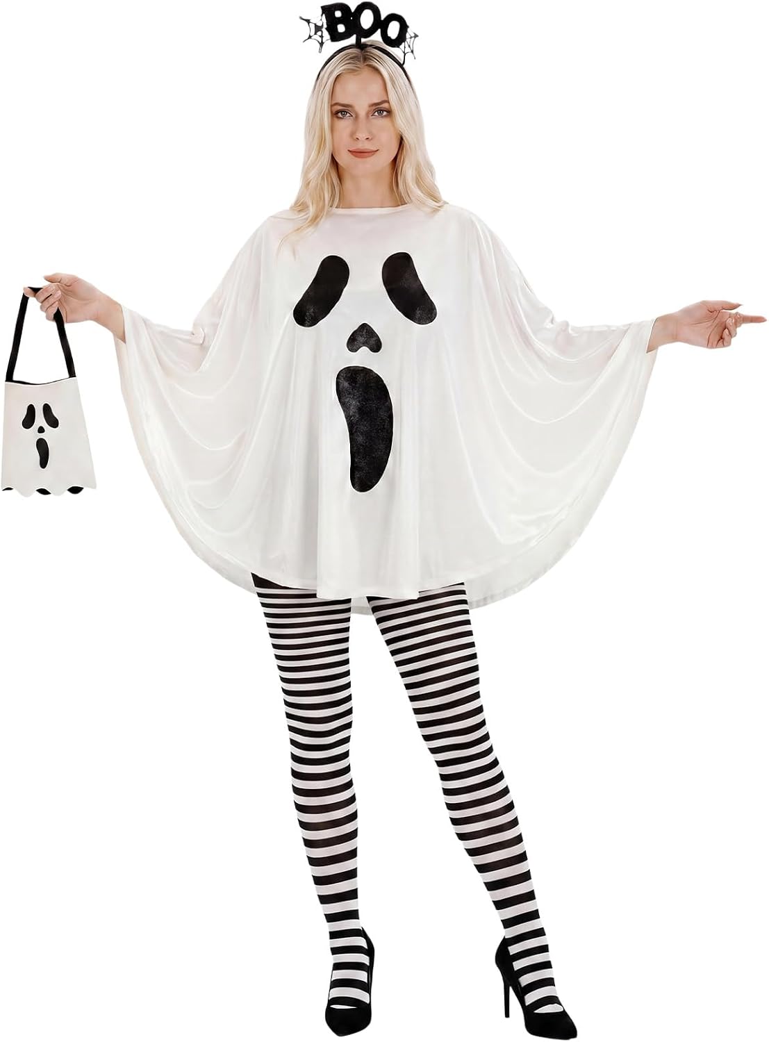 4 Pcs Women Ghost Costume Halloween White Ghost Poncho