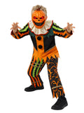 Kids Pumpkin Head Halloween Costume, Jack-o'-Lantern Jumpsuit Costume Set with Light-Up Mask for Halloween Party