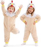 Toddler Beige Chicken Costume for Girls & Boys - 3D Hooded Animal Jumpsuit for Halloween Party