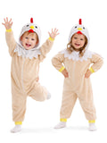 Toddler Beige Chicken Costume for Girls & Boys - 3D Hooded Animal Jumpsuit for Halloween Party