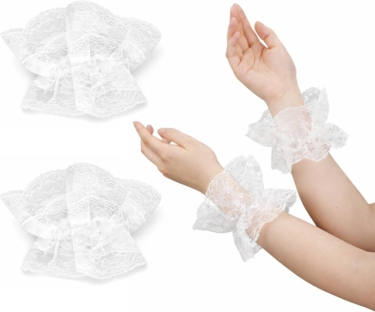 White Lace Wrist Cuffs Vampire Costume Accessories