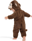 Toddler Brown Monkey Costume for Girls & Boys - 3D Hooded Animal Jumpsuit for Halloween Party