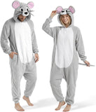 Adult Mouse Onesie Costume - 3D Hooded Animal One-Piece Pajama for Halloween Men Women