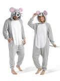 Adult Mouse Onesie Costume - 3D Hooded Animal One-Piece Pajama for Halloween Men Women