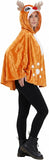 Womens Ginger Deer Costume Hooded Spotted Fawn Poncho Cape