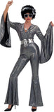 7 PCS Womens Metallic Disco Costume Set with Jumpsuit