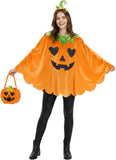 3 Pcs Adult Pumpkin Costume Halloween Velvet Poncho Cape