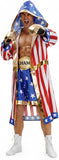 Men's Patriotic Boxing Champion Costume Adult American Flag Boxer Robe Outfit for Halloween Party