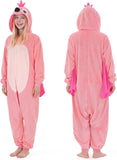 Adult Flamingo Onesie Costume - 3D Hooded Animal One-Piece Pajama for Halloween Men Women