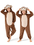Kids Monkey Costume for Girls & Boys - 3D Hooded Animal Jumpsuit Costume for Halloween Party